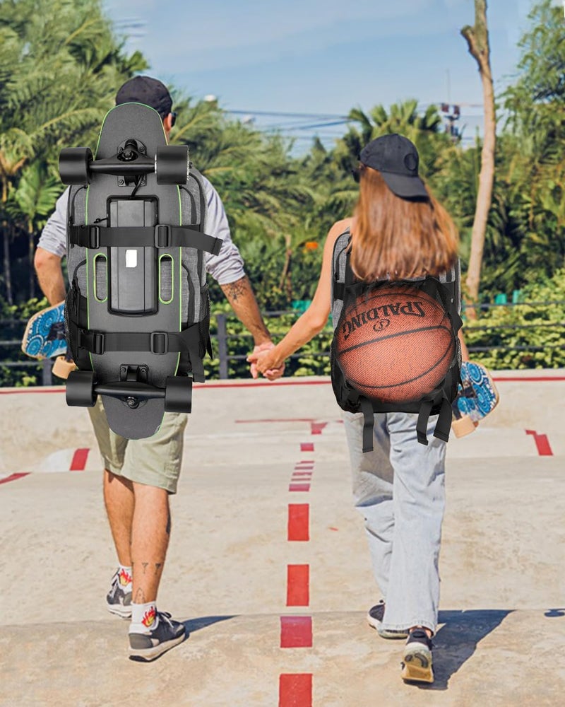 WOLT Skateboard Backpack, 15.6 Inch Laptop Backpack for Men Women, Sports Backpack with Ball Holder - Image 4